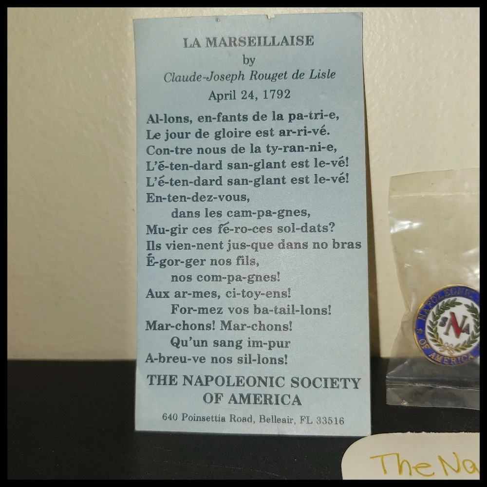 Vintage Sealed Pin Napoleonic Society of America, 80s
